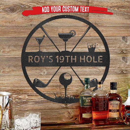 19th Hole Casual Monogram - Custom 19th Hole Metal Art