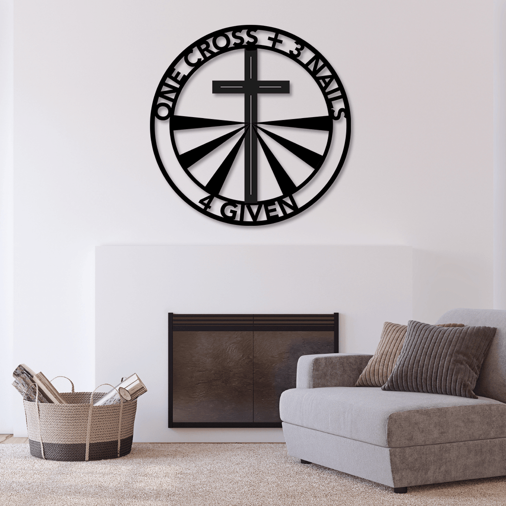 Christian Metal Wall Art - Cross and Nails Art