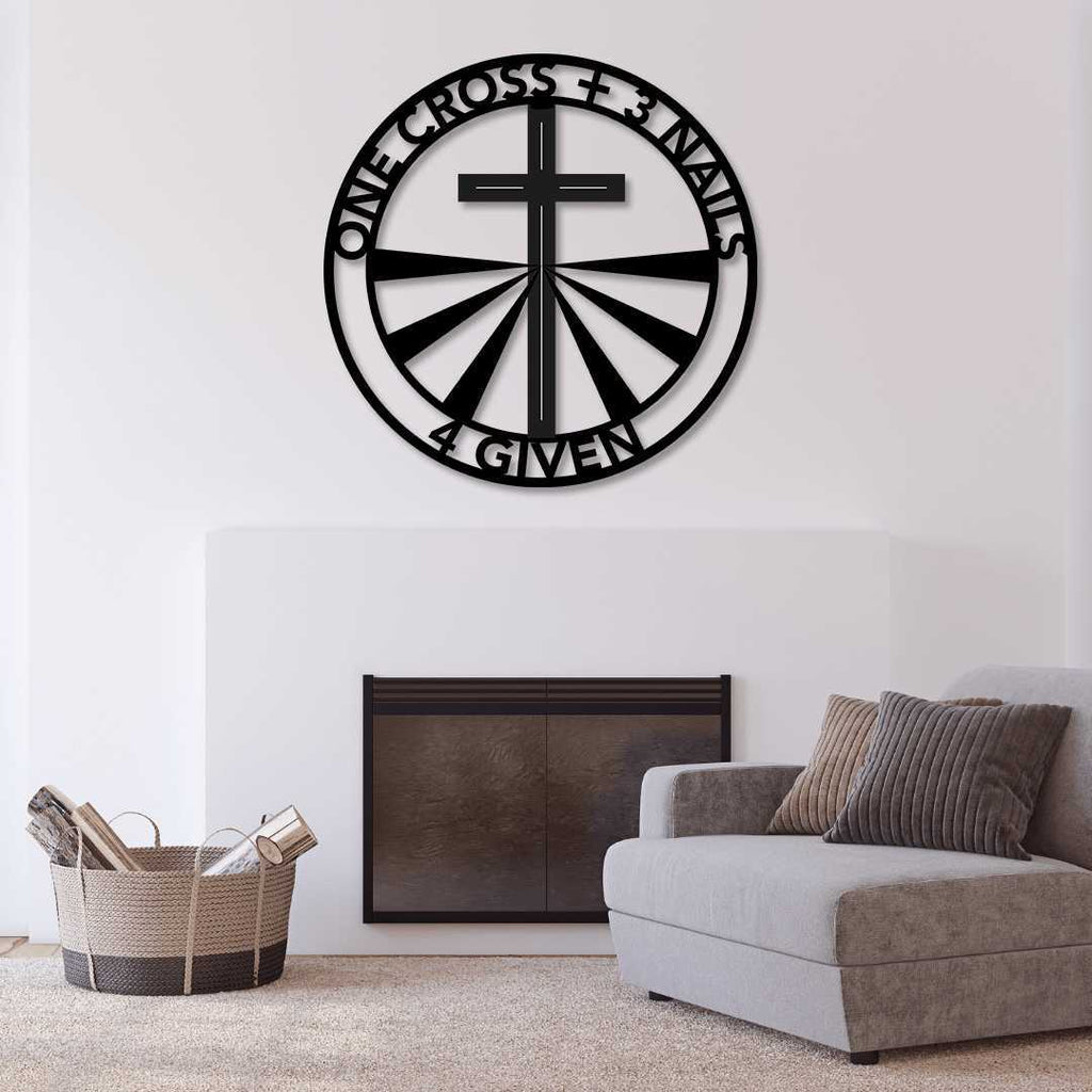 1 Cross, 3 Nails, 4 Given Christian Metal Wall Art