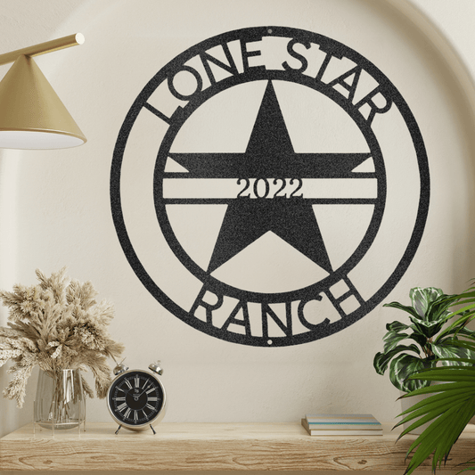 a lone star ranch sign on a wall