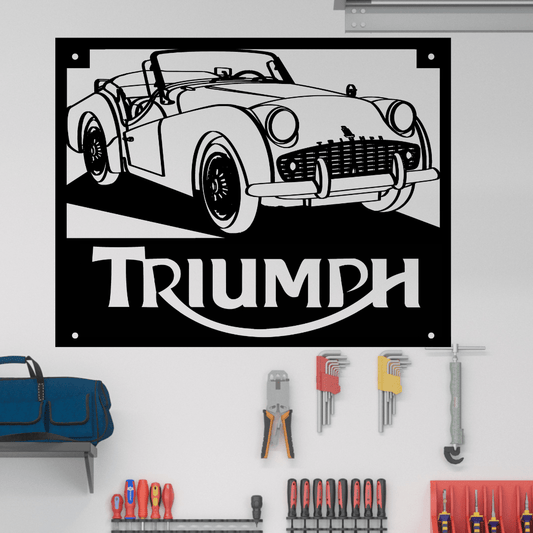 Vintage British Car Triumph TR3 Metal Wall Art