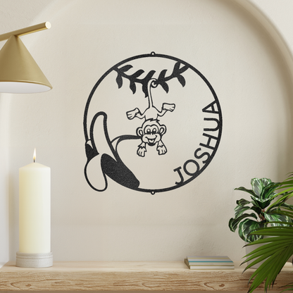 Our Little Monkey Monogram  Love Metal Wall Art