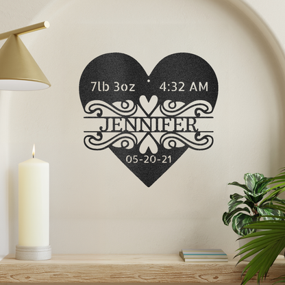 Newborn Love Monogram Love Metal Wall Art