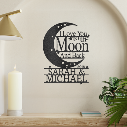 Moon and Back Monogram Metal Wall Art