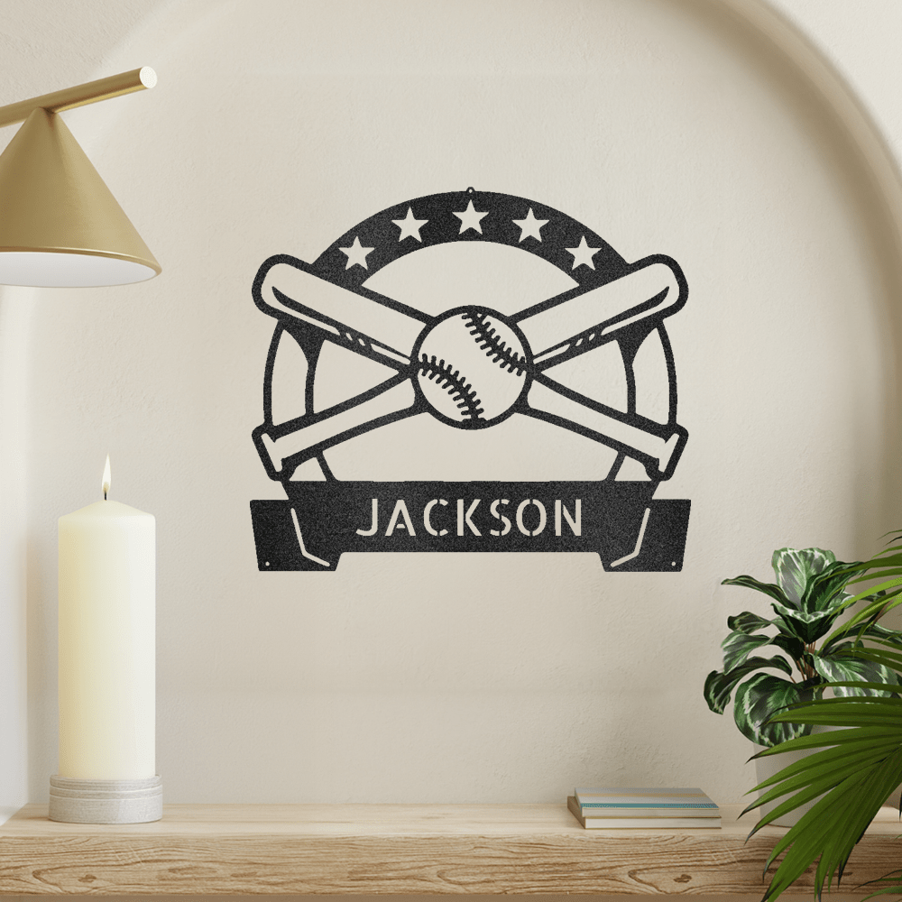 Crossed Bats Play Ball Monogram