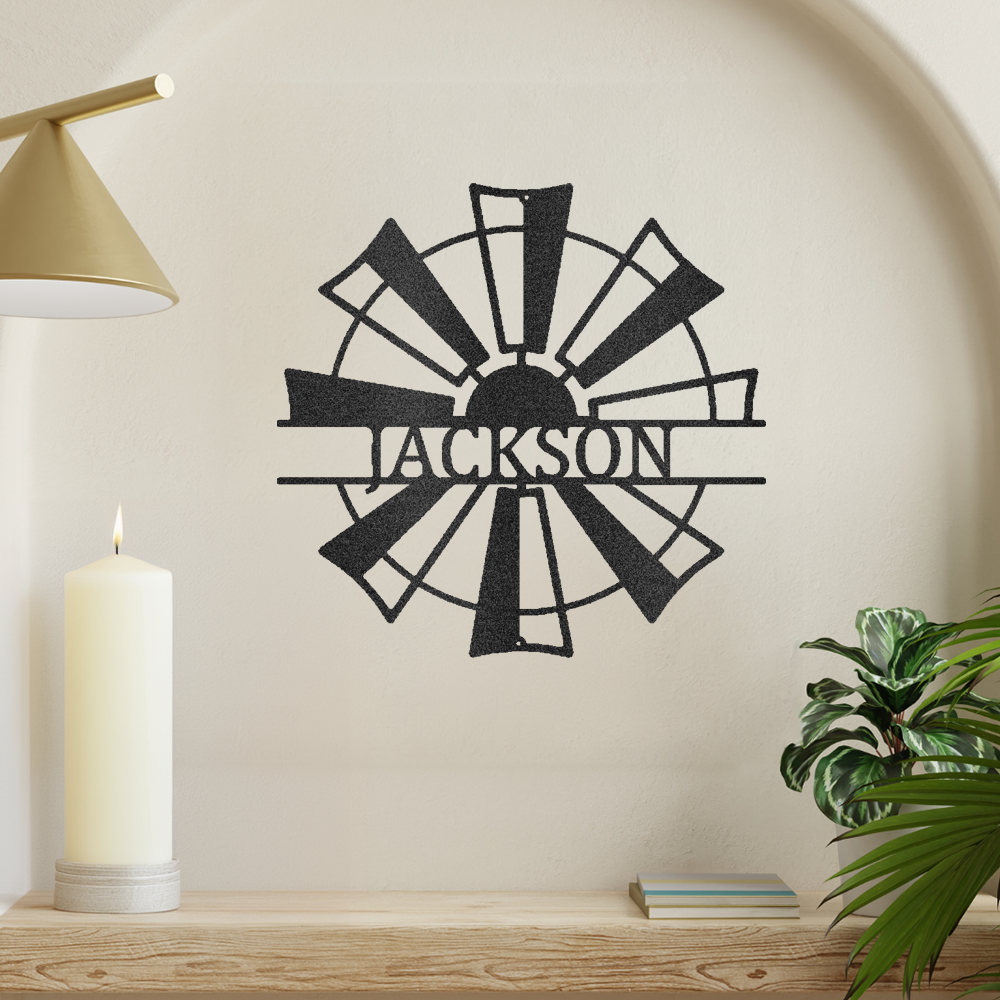 Windmill Metal Wall Art Monogram Custom Decor