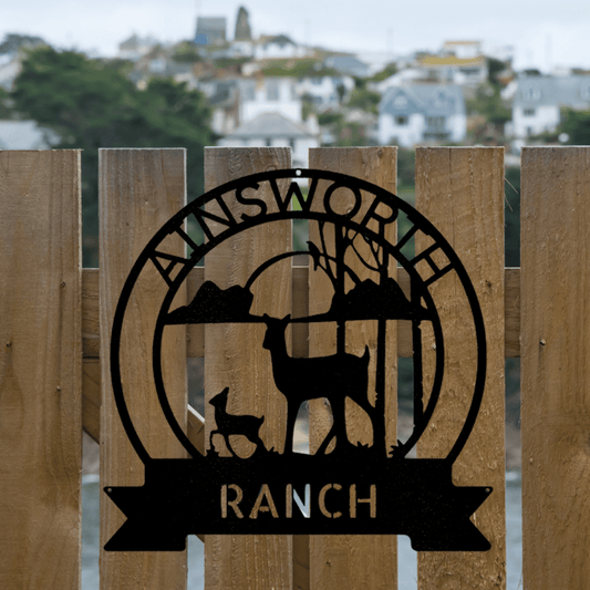 Ranch Sun Set Monogram Metal Address Sign