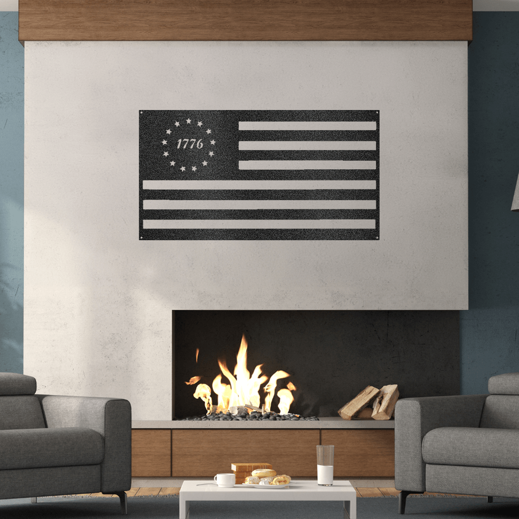 1776 Flag Metal Art - Patriotic Steel Sign