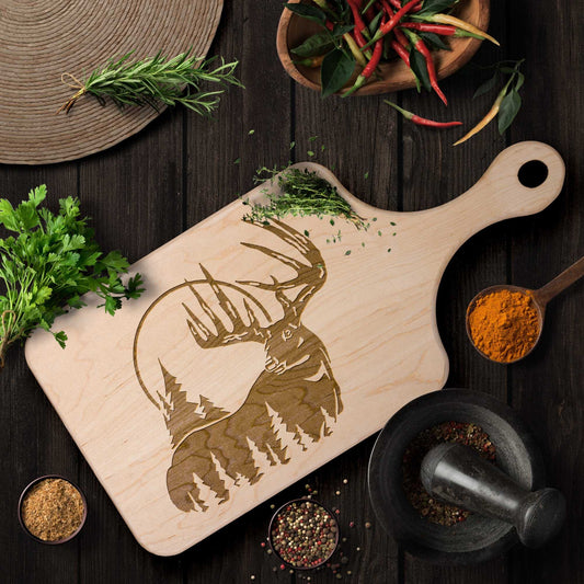 Deer in the Forest Hardwood Paddle Cutting Board