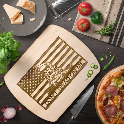 Don't Tread On Me Patriotic Hardwood Oval Cutting Boards in Maple or Walnut