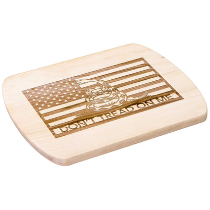 Don't Tread On Me Patriotic Hardwood Oval Cutting Boards in Maple or Walnut - Country Proud USA