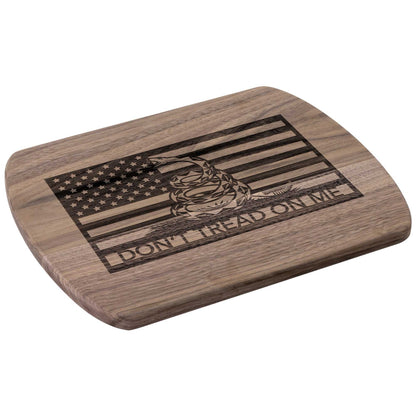 Don't Tread On Me Patriotic Hardwood Oval Cutting Boards in Maple or Walnut - Country Proud USA