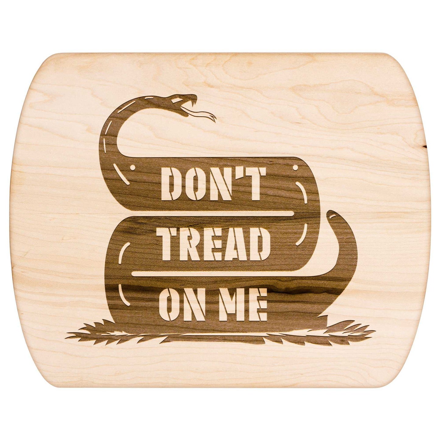 Don't Tread On Me Snake Hardwood Oval Cutting Board - Country Proud USA