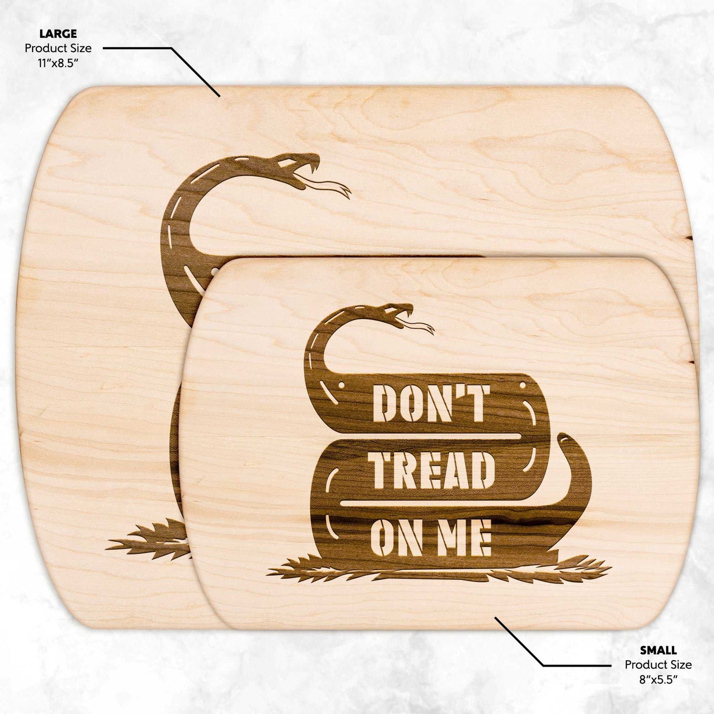 Don't Tread On Me Snake Hardwood Oval Cutting Board - Country Proud USA