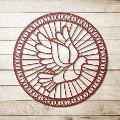 Faith Dove Circle Metal Wall Art Custom Home Decor