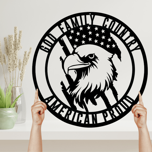 God. Family. Country. America Metal Wall Art