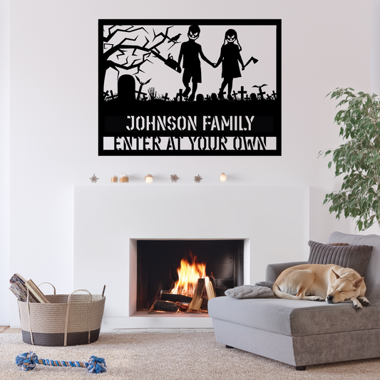 Halloween Zombies Family Name Metal Wall Art