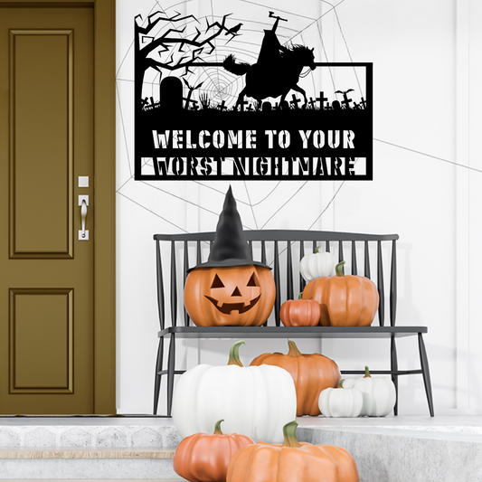 Headless Horseman Halloween Metal Wall Art