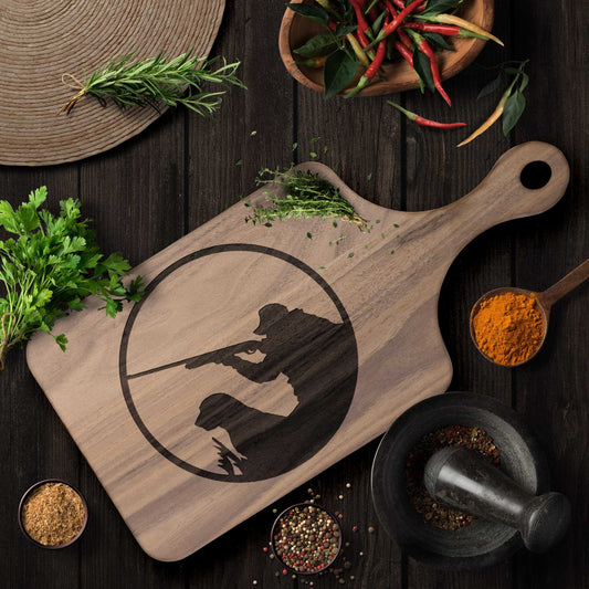 Hunter with Dog Hardwood Paddle Cutting Board