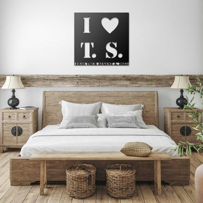 I Heart T. S. Message, Name or Date Metal Wall Art