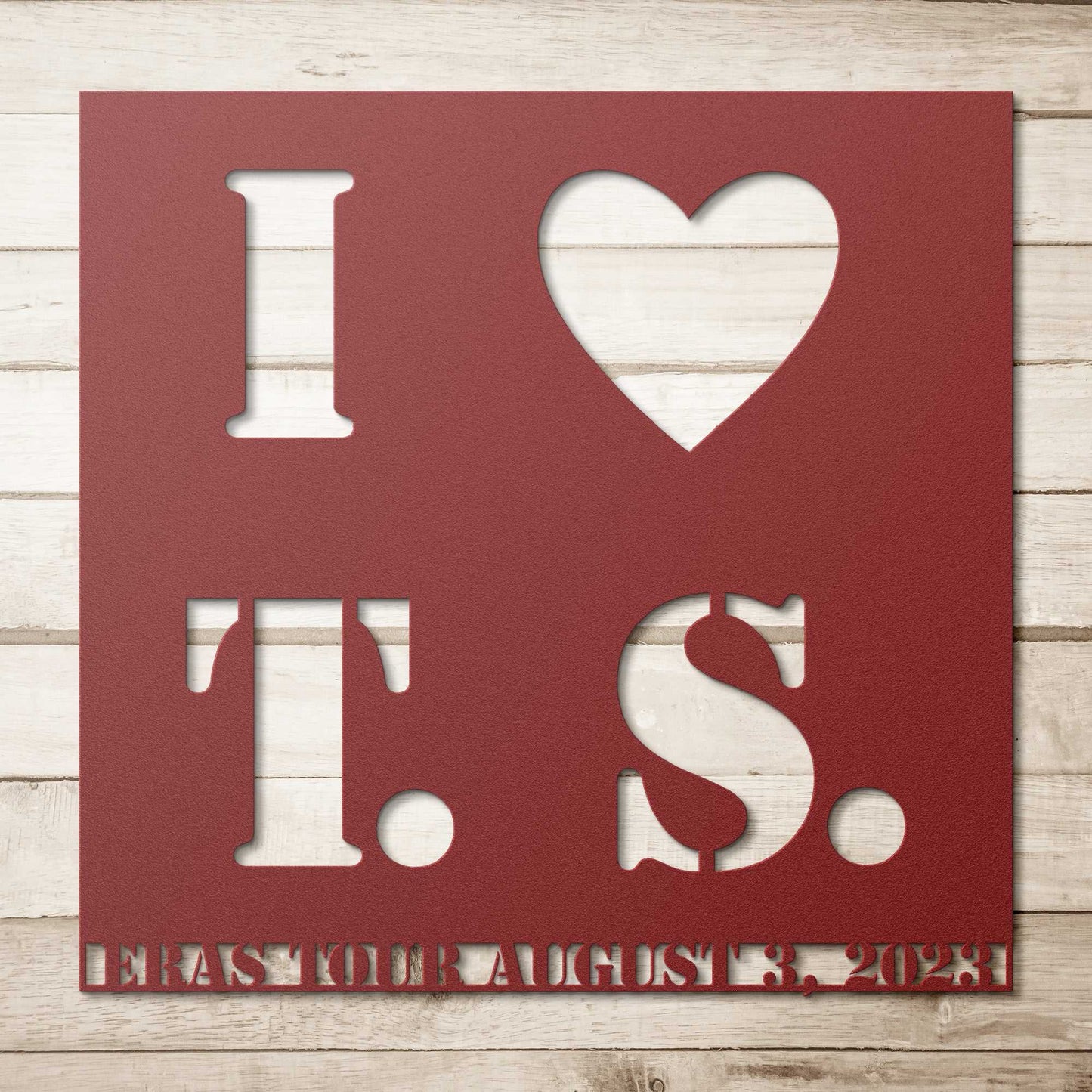 I Heart T. S. Message, Name or Date Metal Wall Art