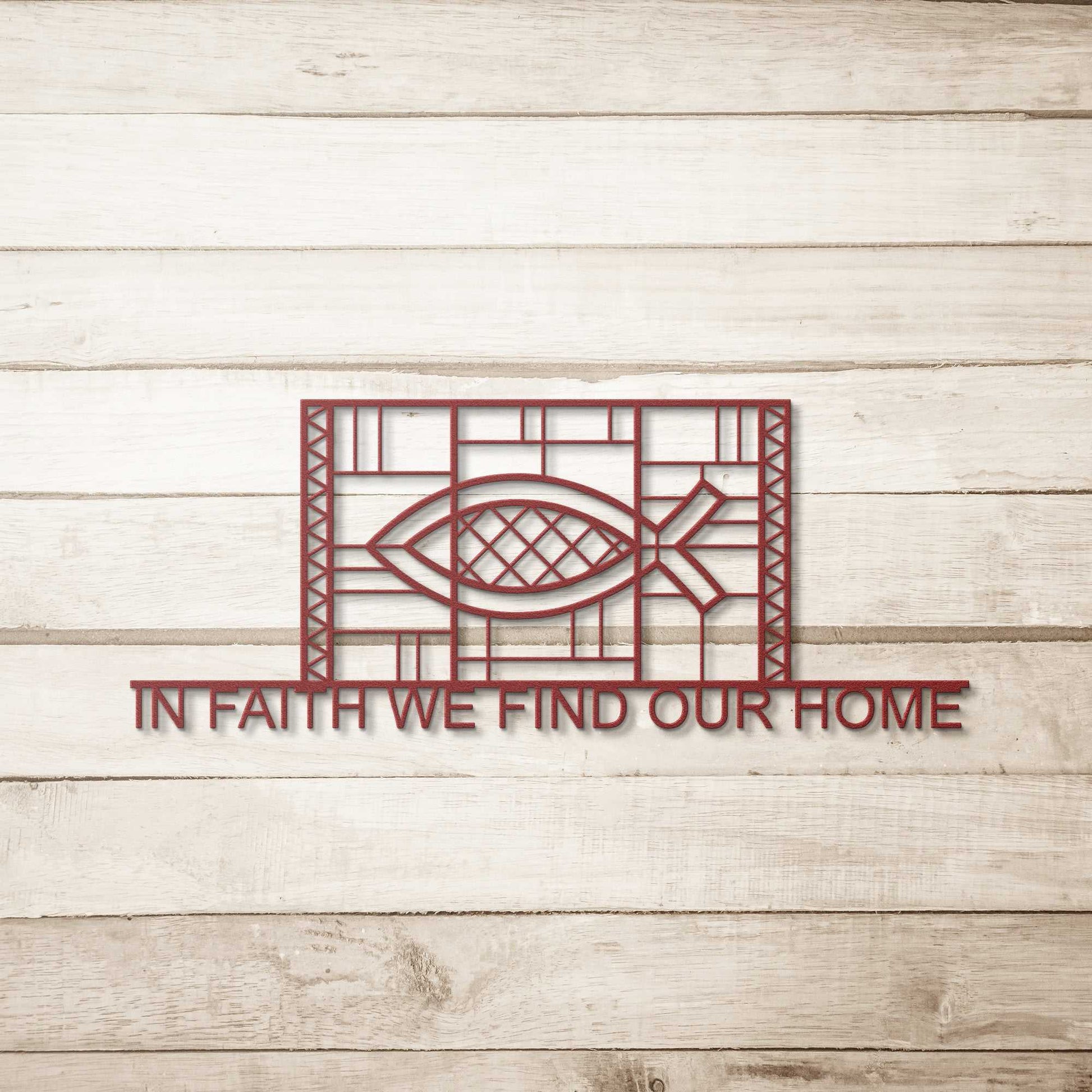 In Faith We Find Our Home Ichthus Metal Wall Art