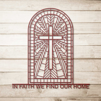 In Faith We Find Our Home Window Cross Metal Wall Art