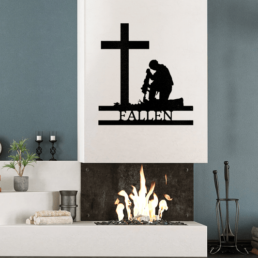 Kneeling Fallen Soldier Monogram