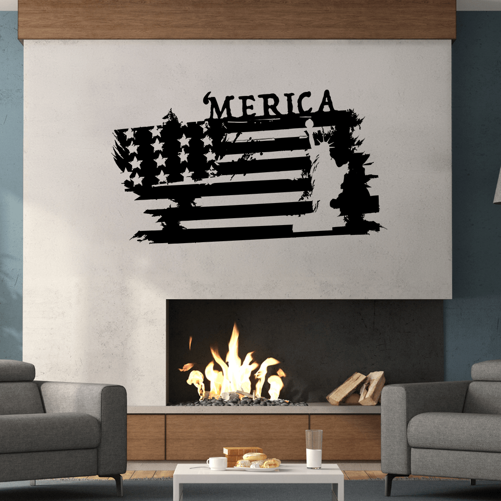 Lady Liberty 'Merica Grunge Metal Wall Art