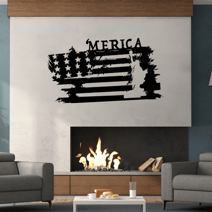 Lady Liberty 'Merica Grunge Metal Wall Art