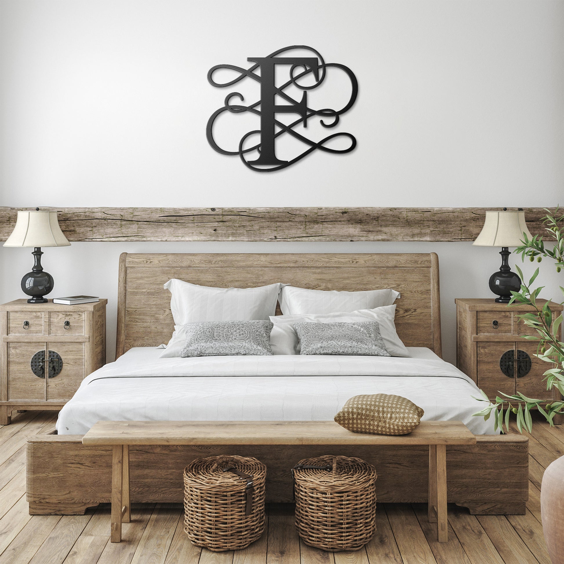 Letter F Initial, Elaborate Letter Metal Wall Art