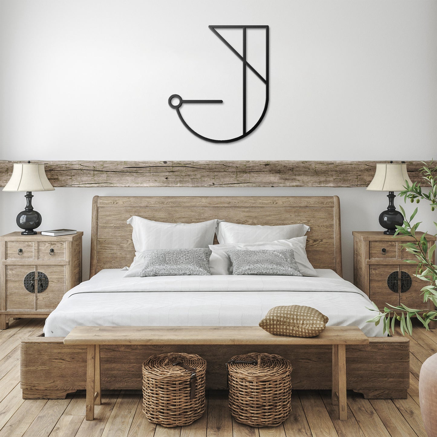 Letter J, Geometrical Letter Metal Wall Art