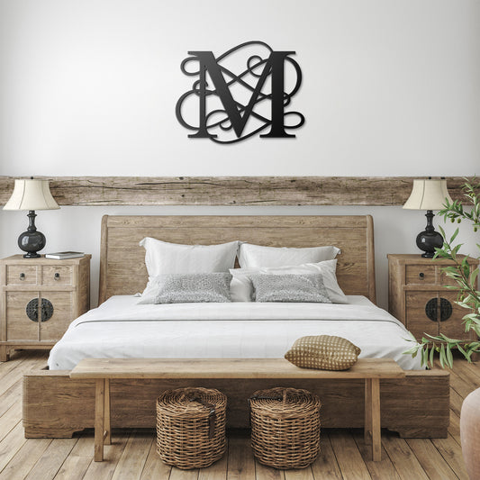 Letter M Initial, Elaborate Letter Metal Wall Art