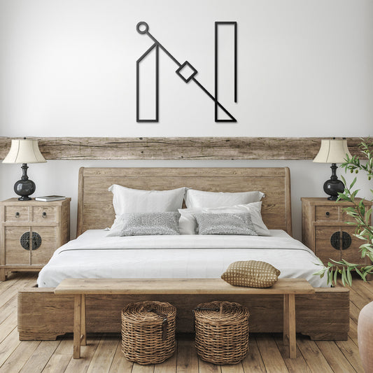 Letter N, Geometrical Letter Metal Wall Art 