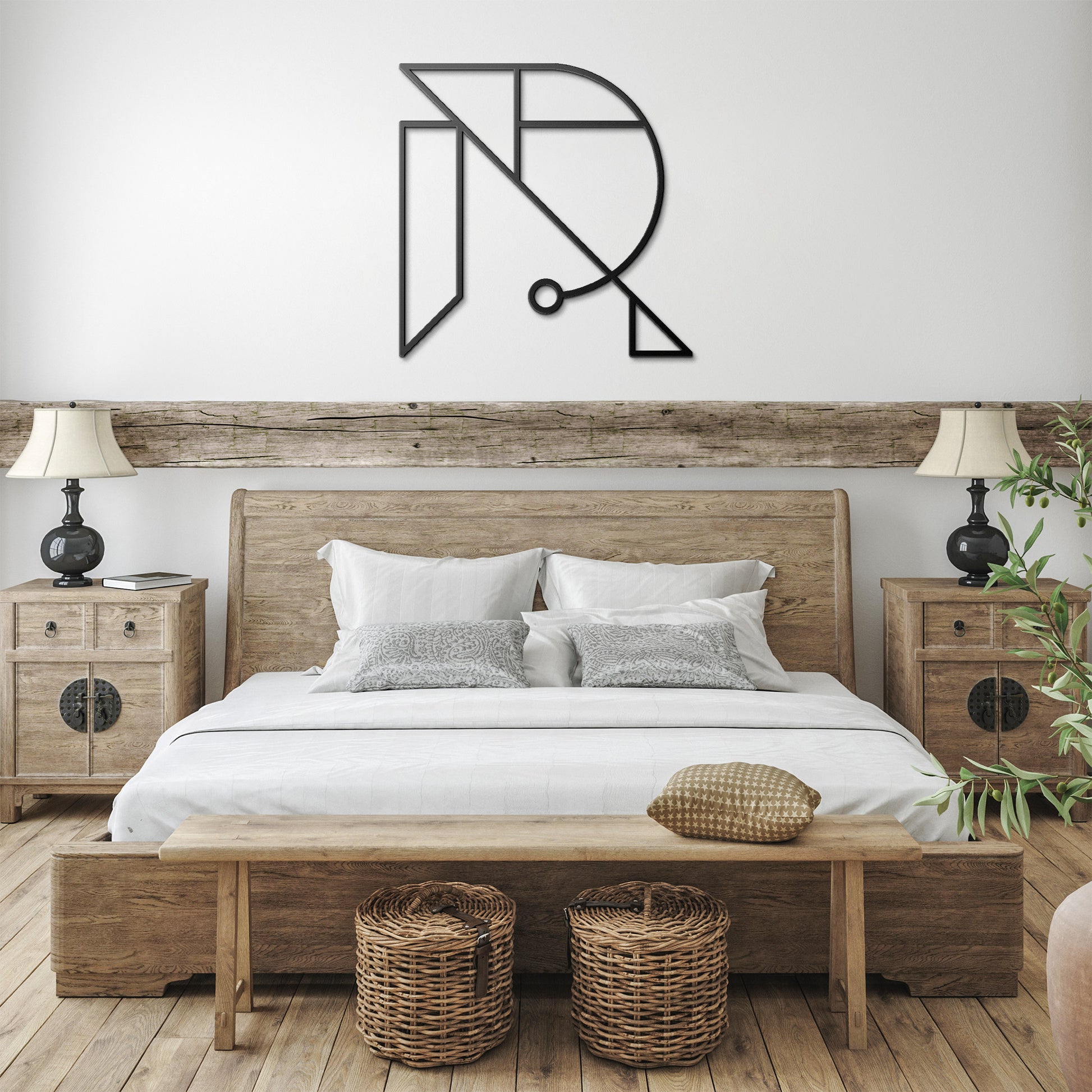 Letter R, Geometrical Letter Metal Wall Art