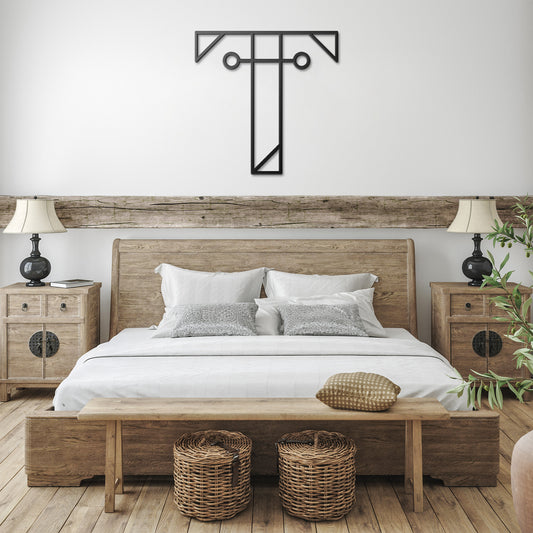 Letter T, Geometrical Initial Letter Metal Wall Art 