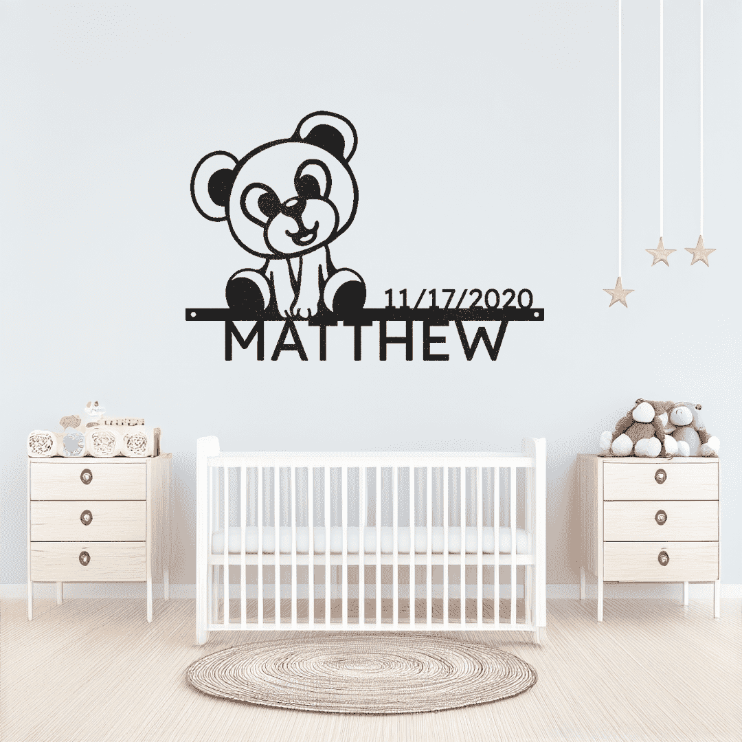 Teddy Monogram  Baby Monogram Metal Wall Art