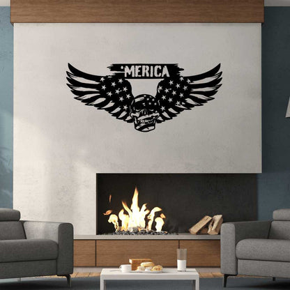 Skull Flag Metal Art - Grunge Patriotic Decor