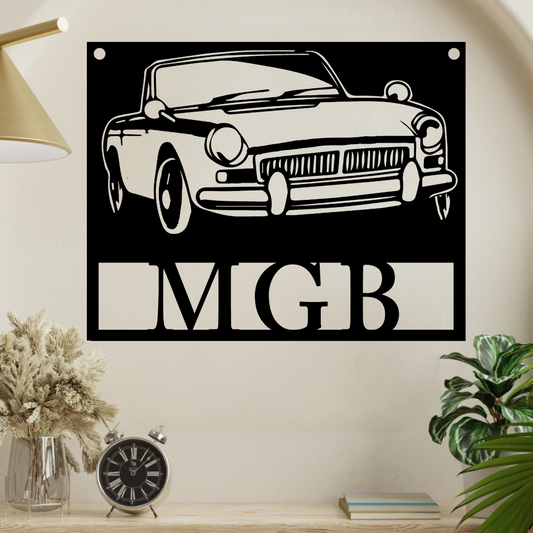 Vintage British Car MGB Metal Wall Art for Home