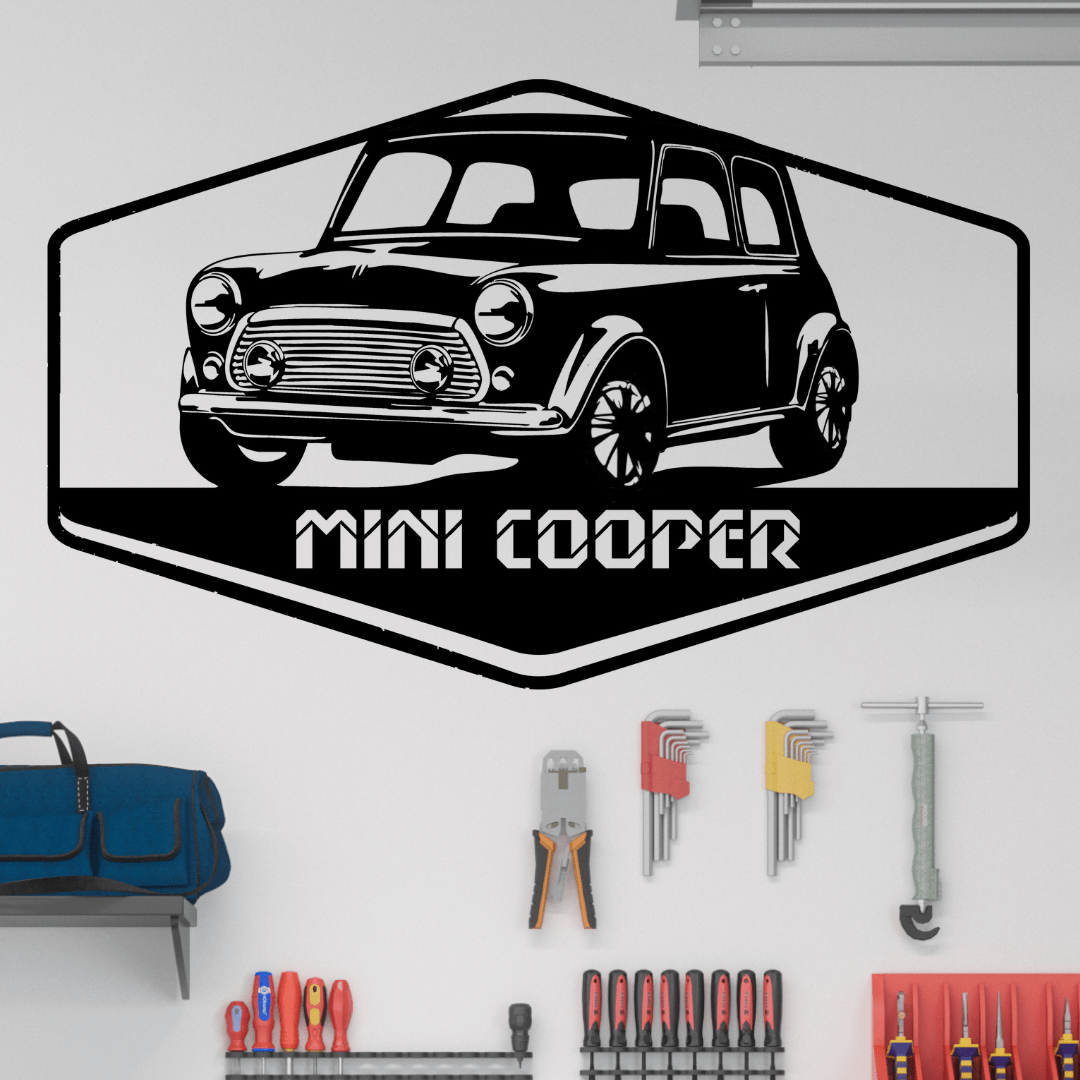 Vintage British Car Mini Cooper Metal Wall Art