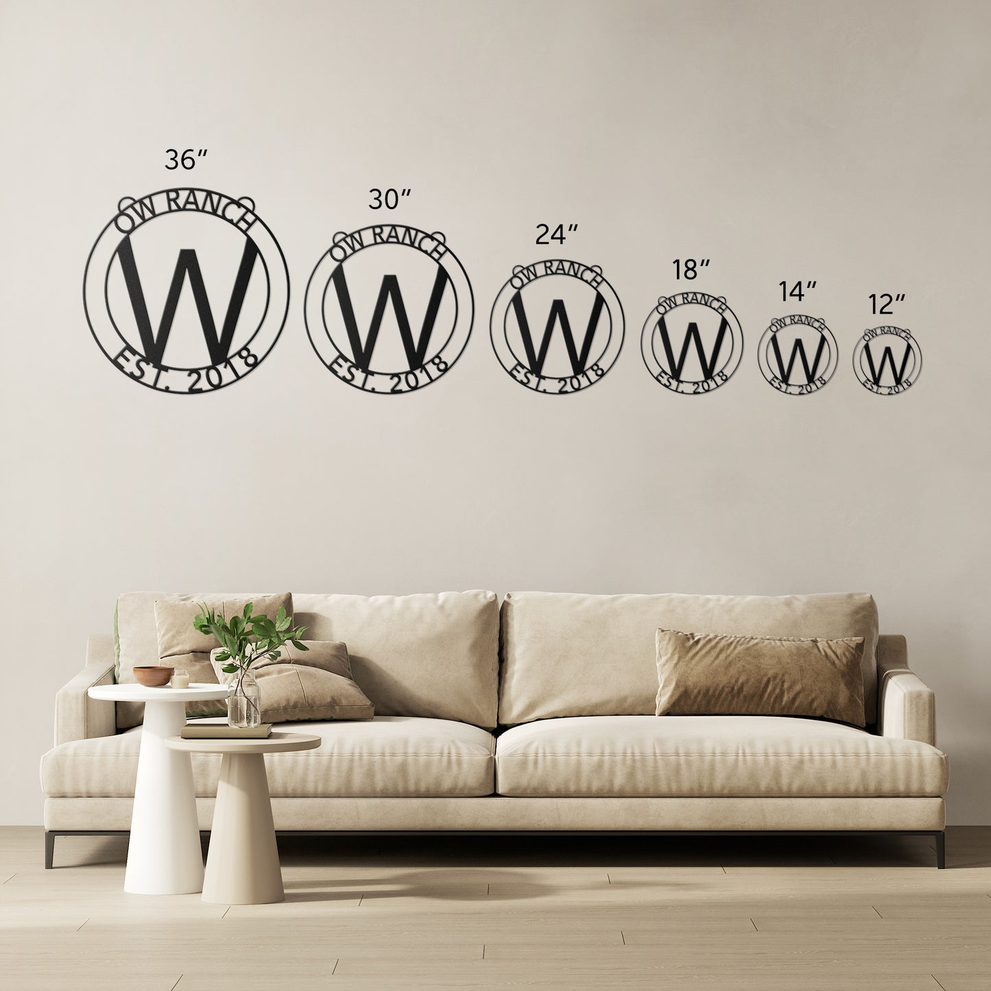 OW Ranch Custom Circle Metal Address Art