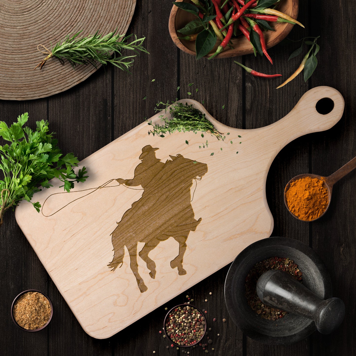 Rodeo Champion Hardwood Paddle Cutting Board - Country Proud USA