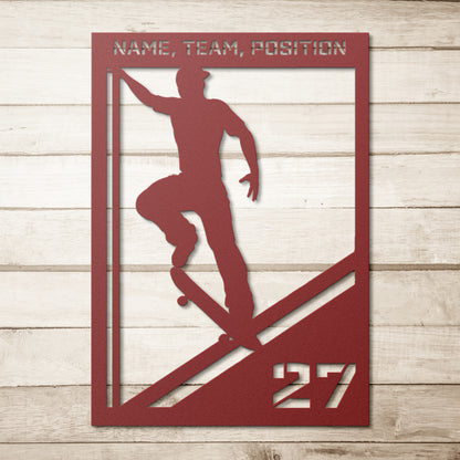 Skateboard Metal Wall Art Kids' Sports Decor