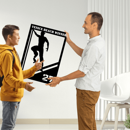 Skateboard Metal Wall Art Kids' Sports Decor