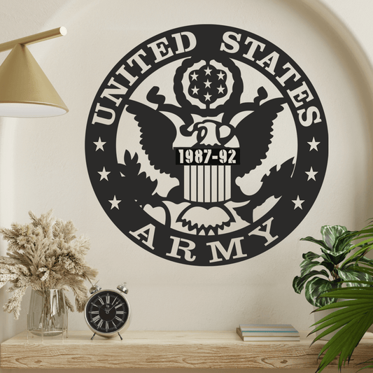 US Army Service Date Circle Metal Wall Art