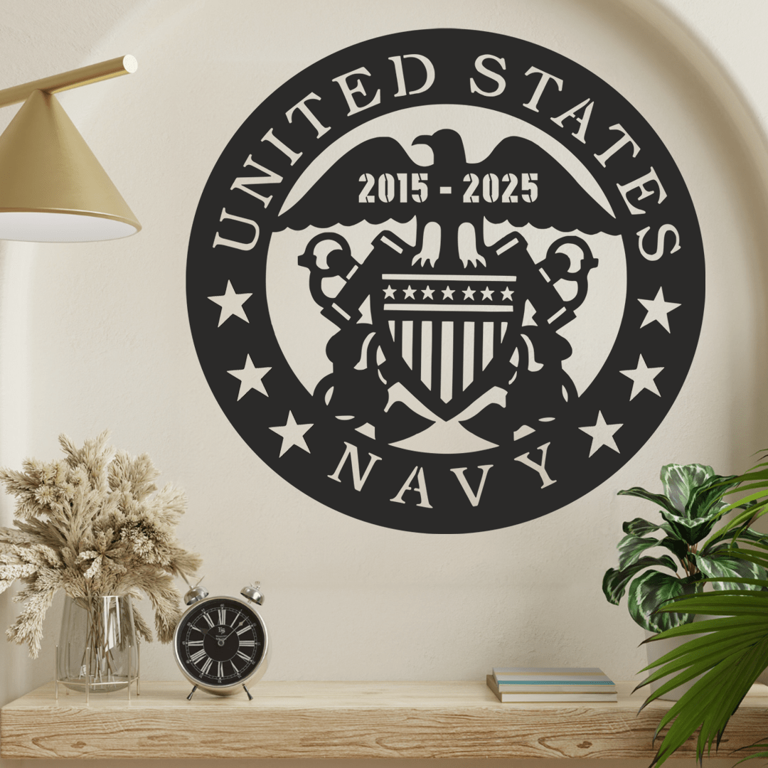 US Navy Date Circle Metal Wall Art Custom Home Decor