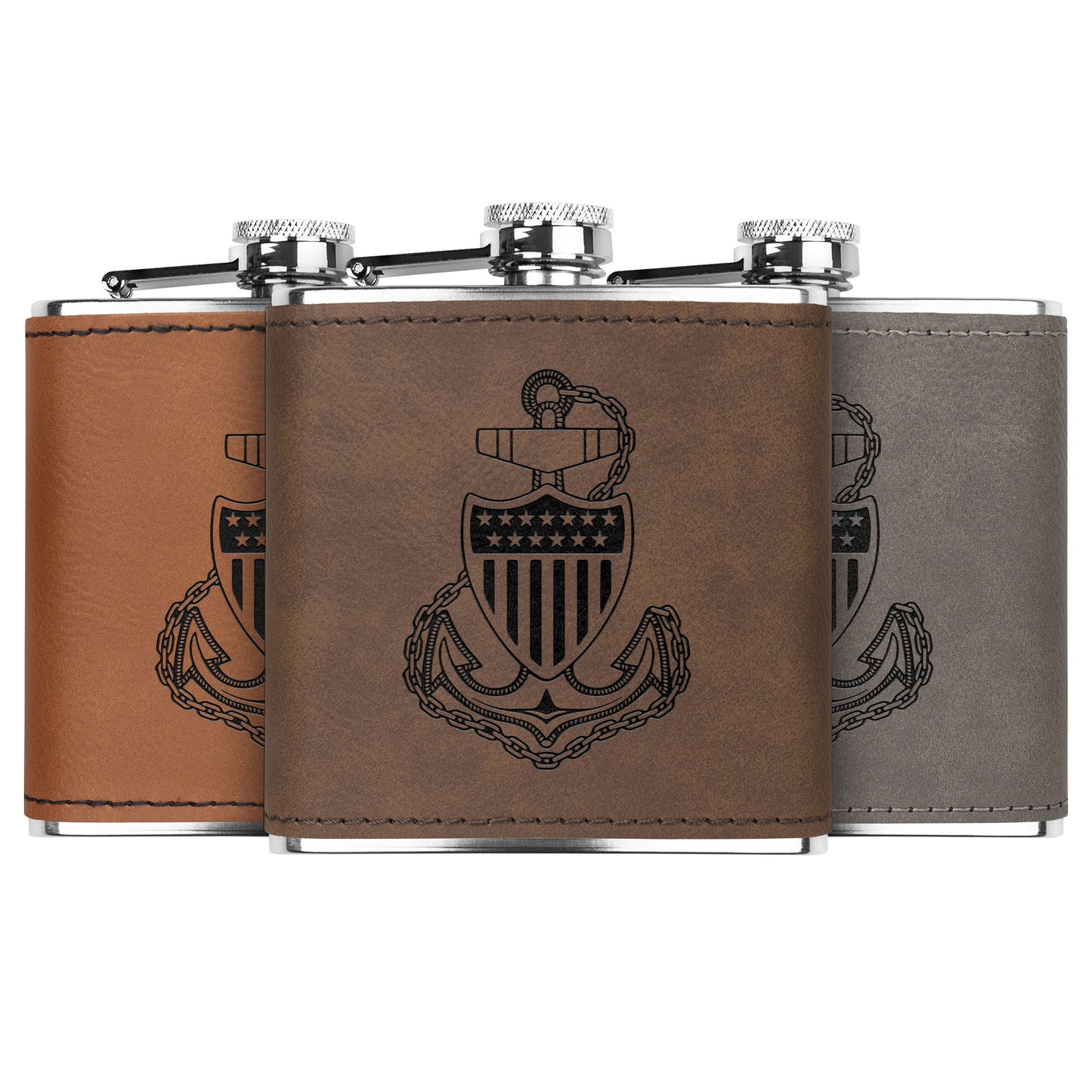 USCG Anchor Insignia Stainless Steel Flask