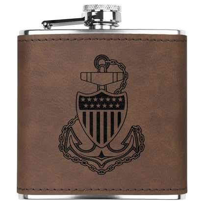 USCG Anchor Insignia Stainless Steel Flask