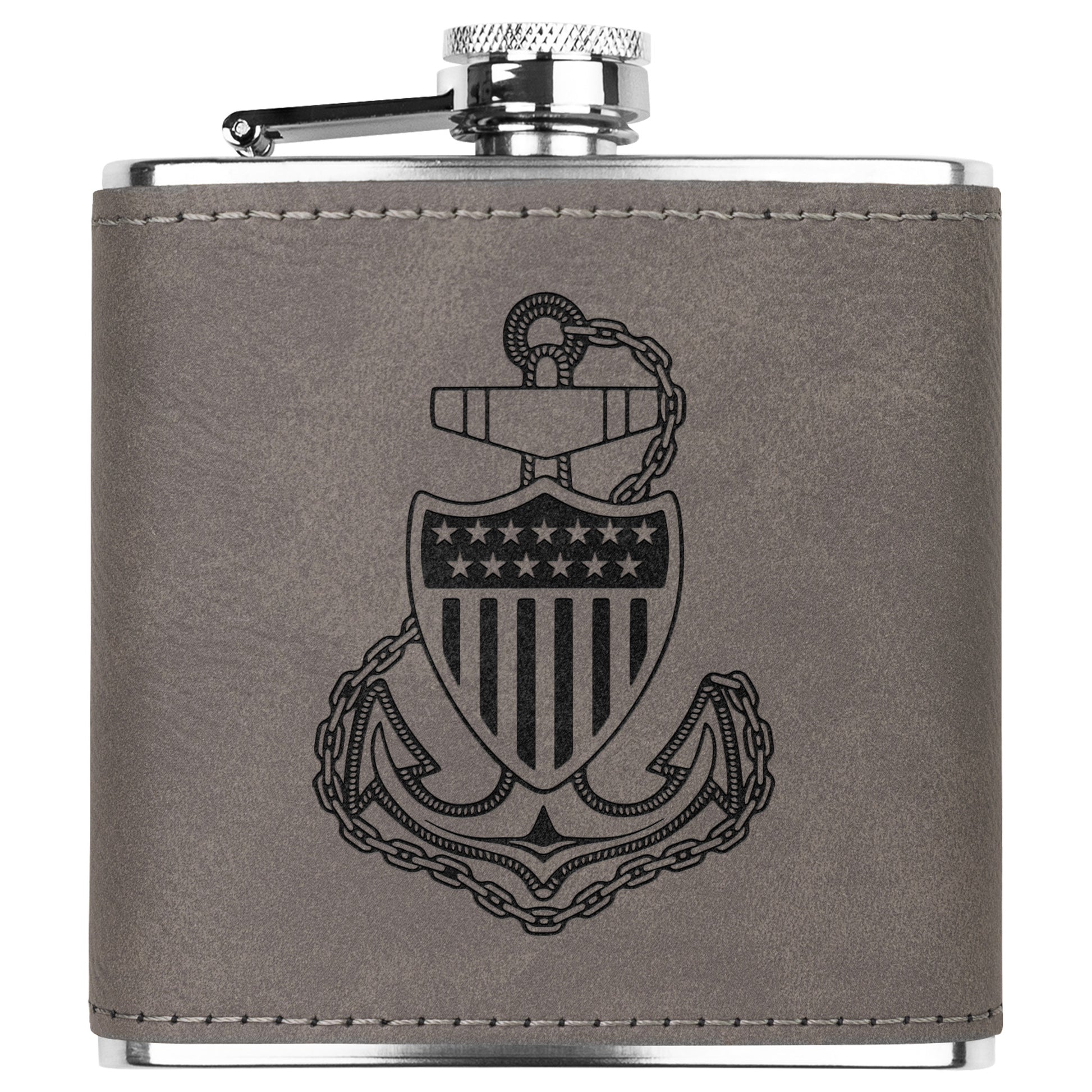 USCG Anchor Insignia Stainless Steel Flask - Country Proud USA