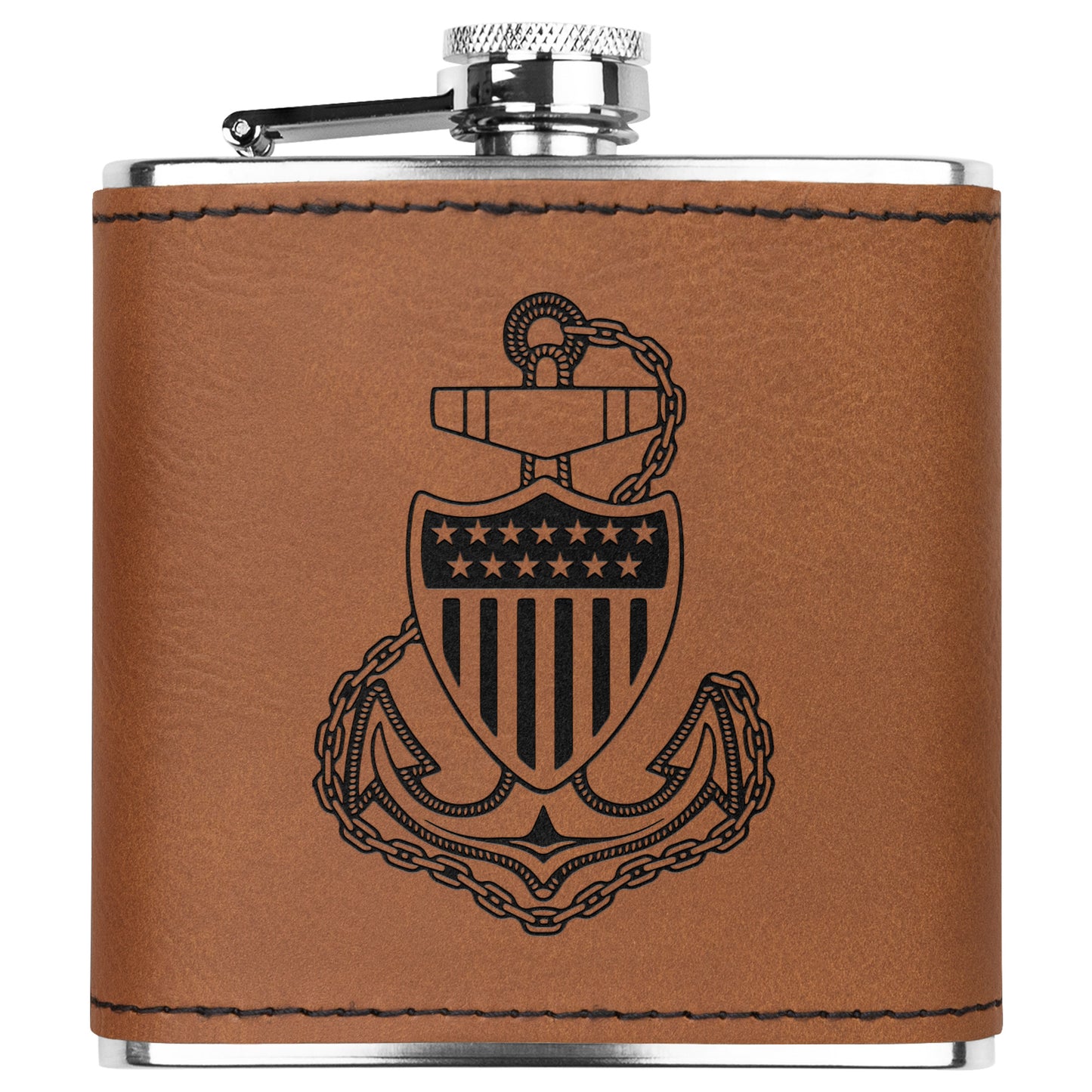 USCG Anchor Insignia Stainless Steel Flask - Country Proud USA